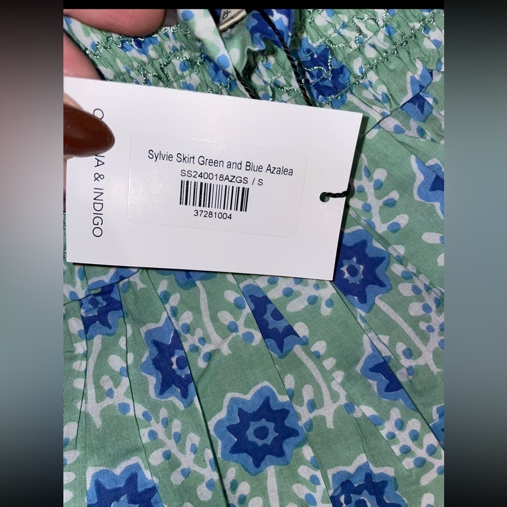 New! Ophelia & Indigo Sylvie Skirt In Green And Blue Azalea Print Small Nwt! — image 6 of 8
